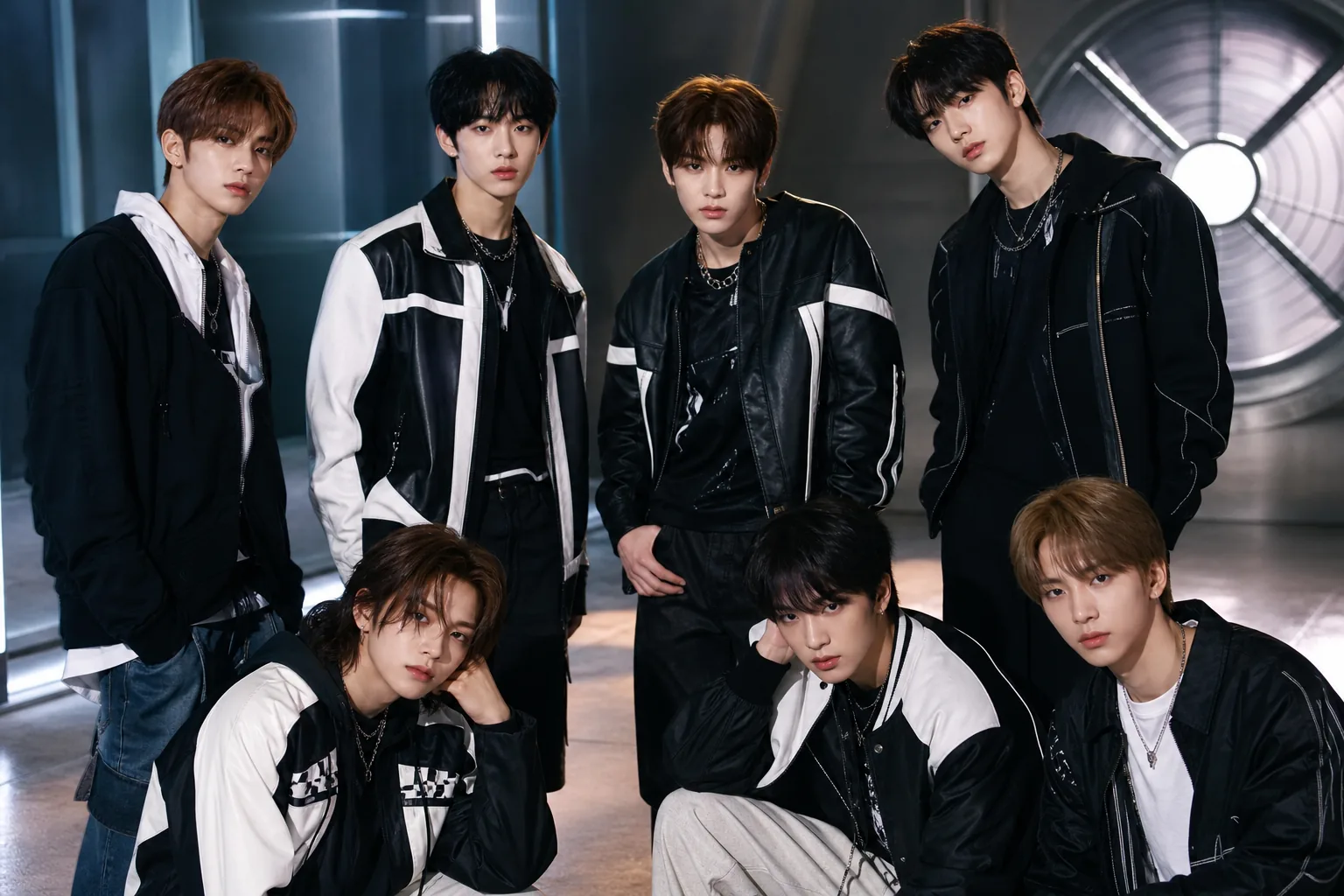 Editorial image representing a K-pop group preparing for a new music release