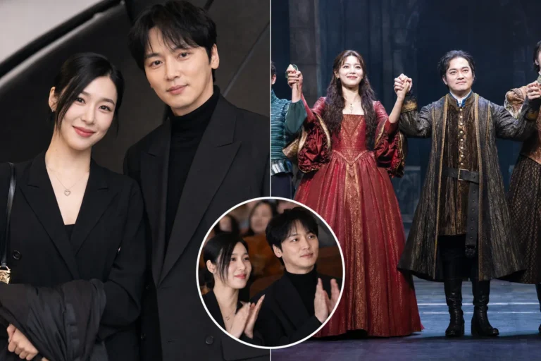 Editorial theater evening image representing Tiffany Young and Byun Yo Han’s public appearance