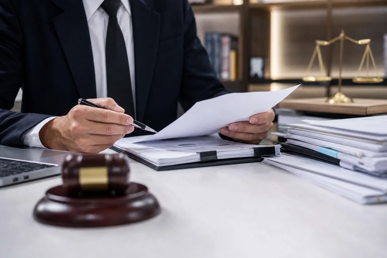 Editorial image of documents and a legal review concept