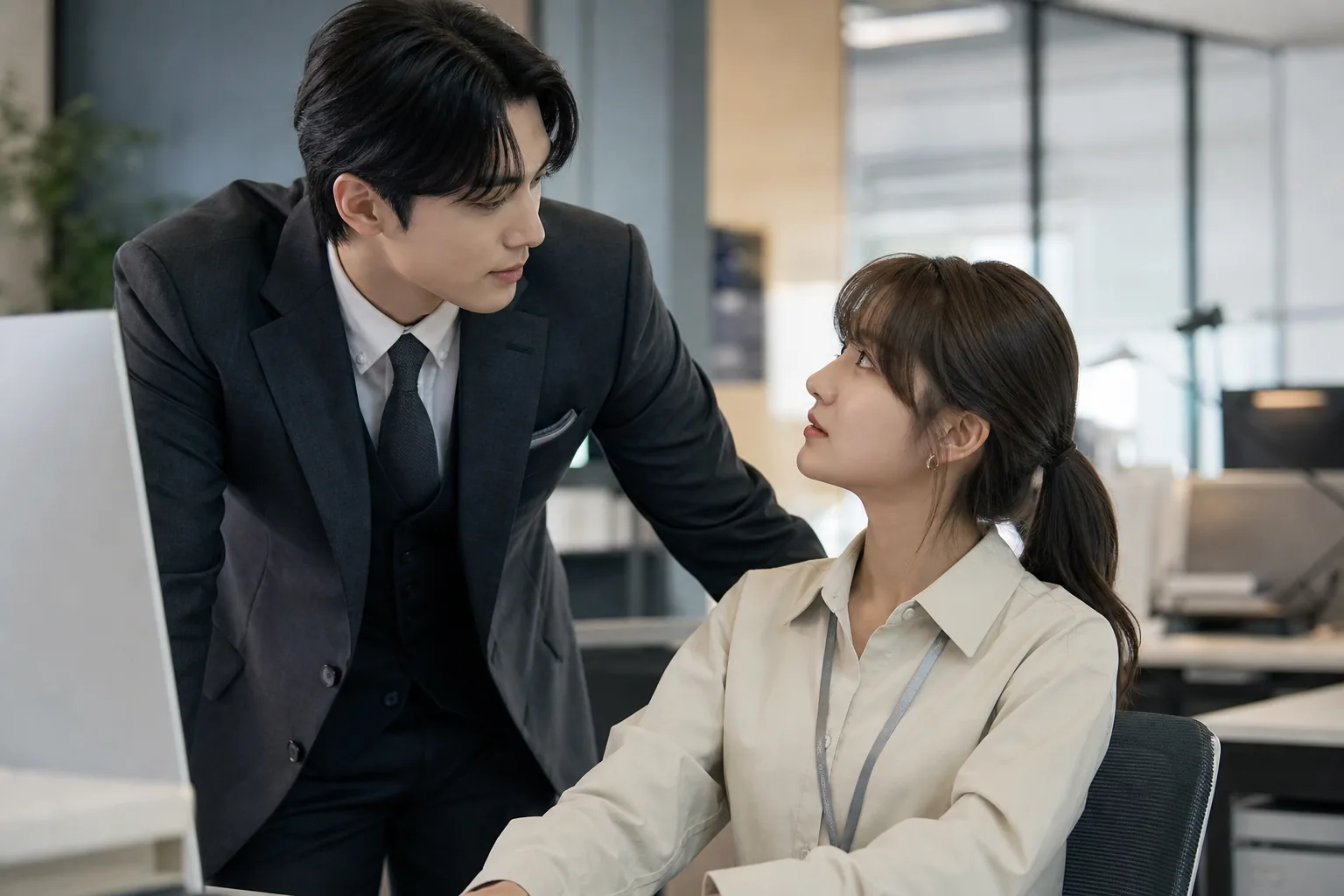 Young professional arriving at a contemporary Seoul office