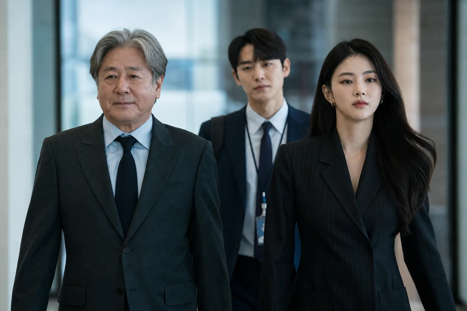 Two generations collaborating in a Korean fashion office