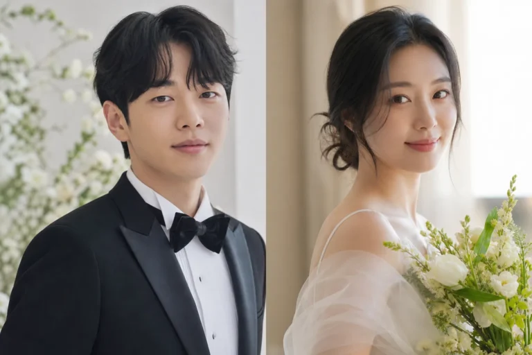 Elegant Korean wedding venue prepared for a celebrity ceremony