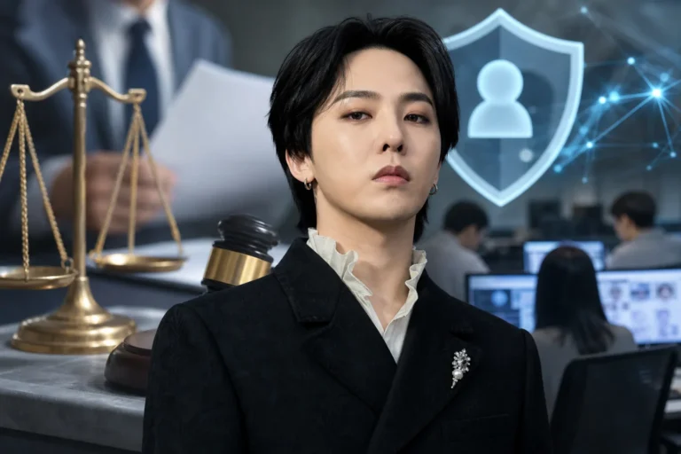 Editorial image representing artist protection and online safety in the K-pop industry