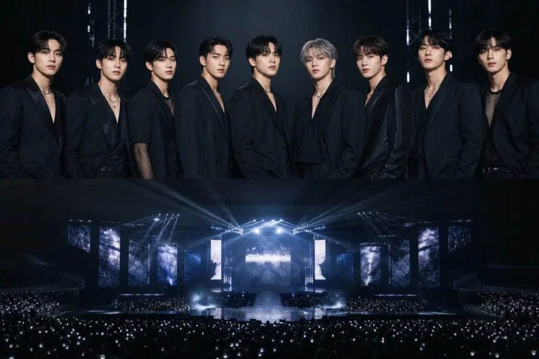 Editorial concert scene representing SF9's tenth-anniversary plans