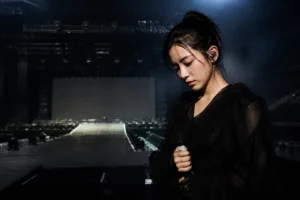 Empty concert stage prepared for a K-pop world tour