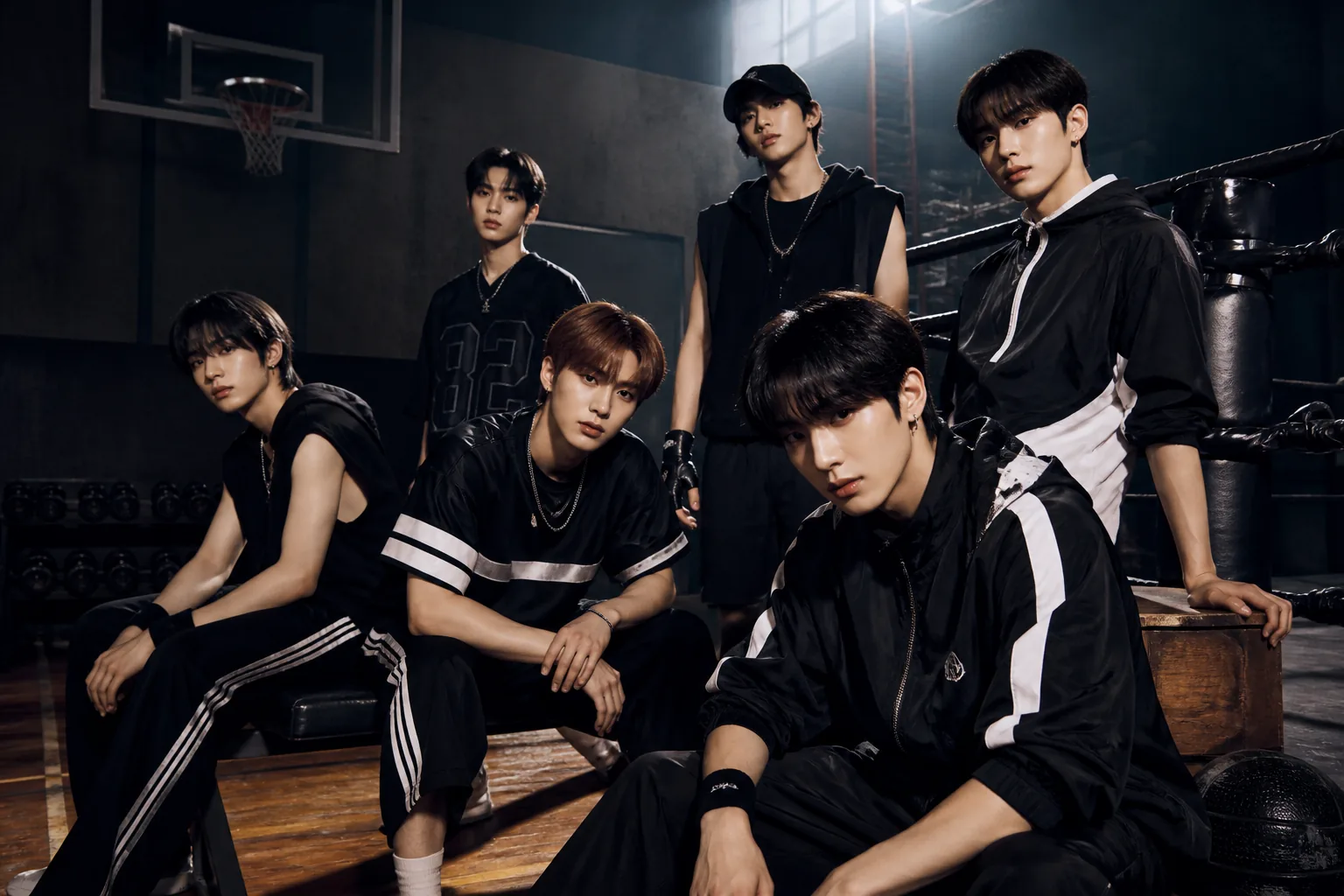 Editorial visual of a stylized K-pop sports concept teaser atmosphere