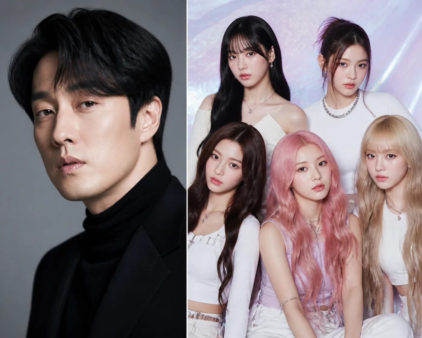 Editorial illustration of Korean entertainment stars appearing in a brand-reputation ranking