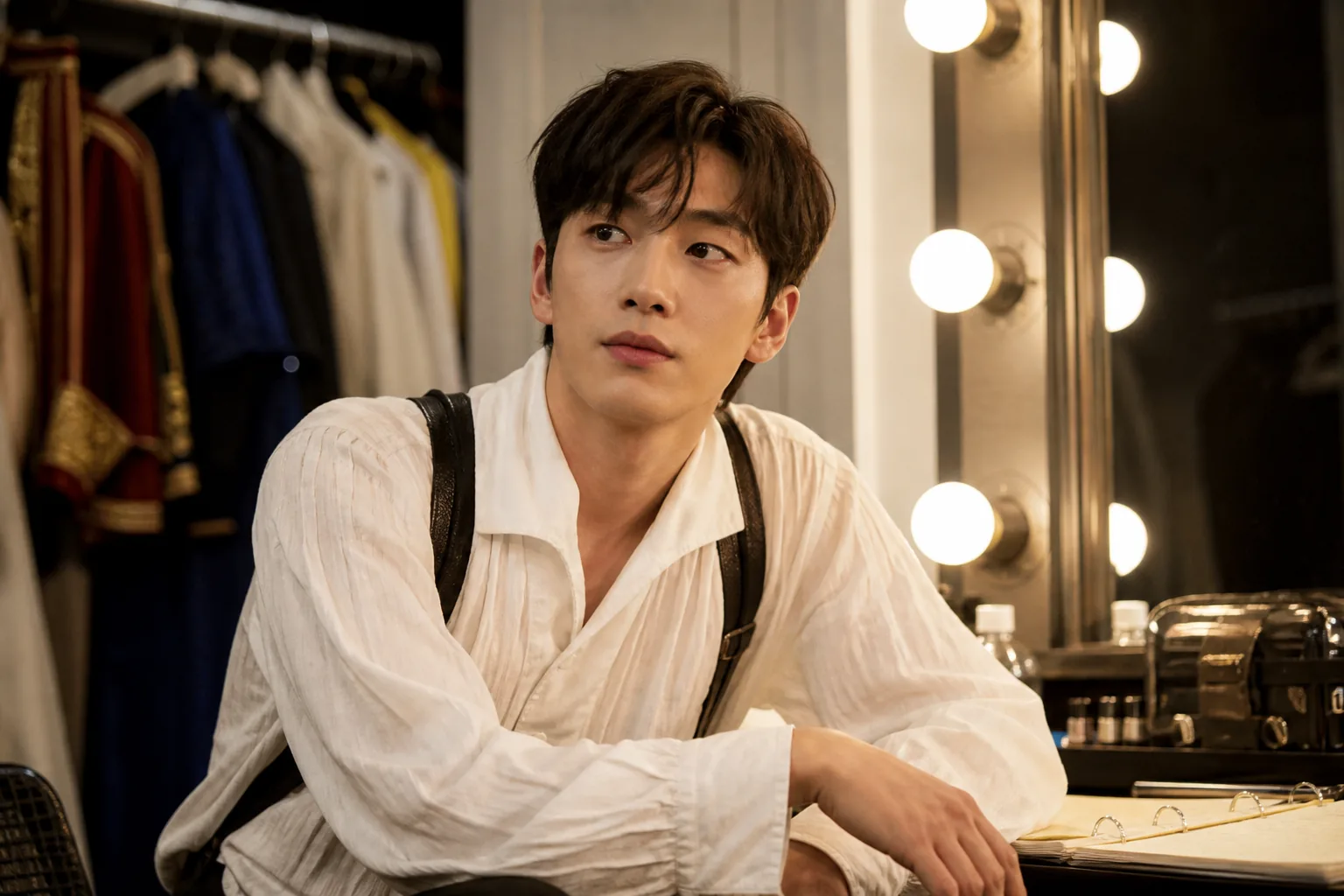 Editorial visual of a Korean actor preparing for a new professional chapter
