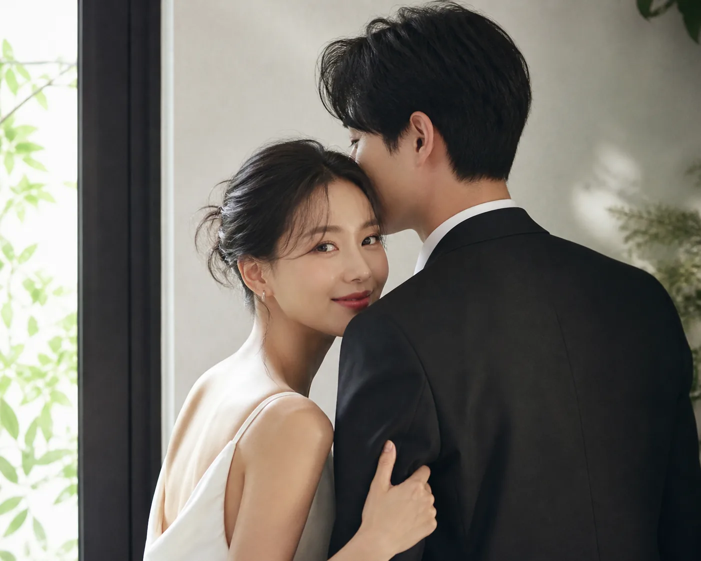 Korean actress preparing for a wedding ceremony in an elegant venue