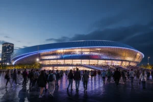 Modern concert arena in Paris prepared for a major K-pop awards ceremony