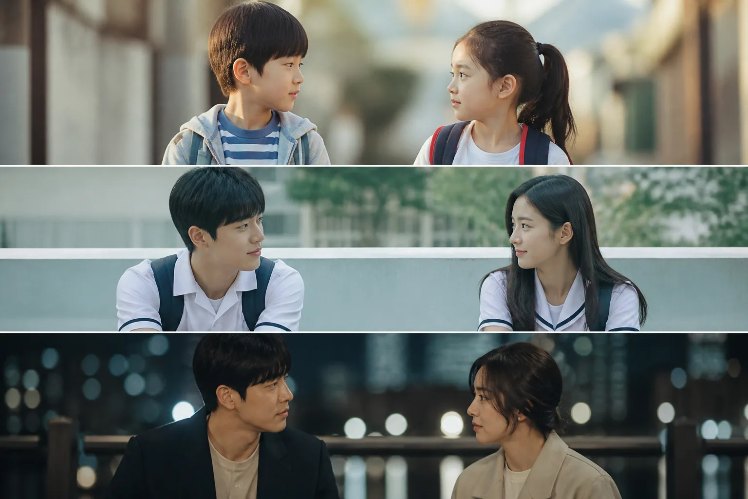 Two longtime friends sharing a warm moment in a Korean drama setting
