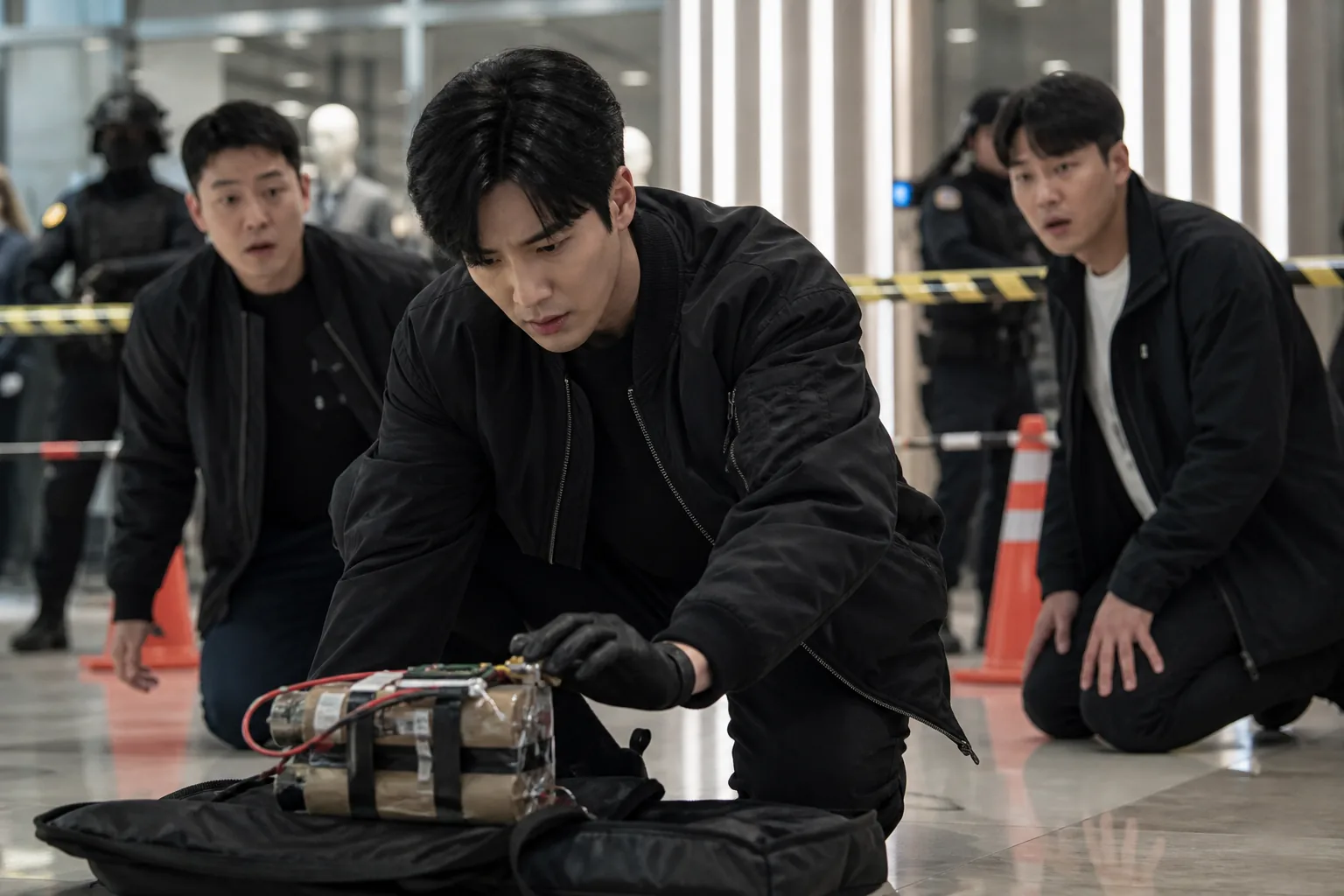 Detectives responding to an emergency inside a department store