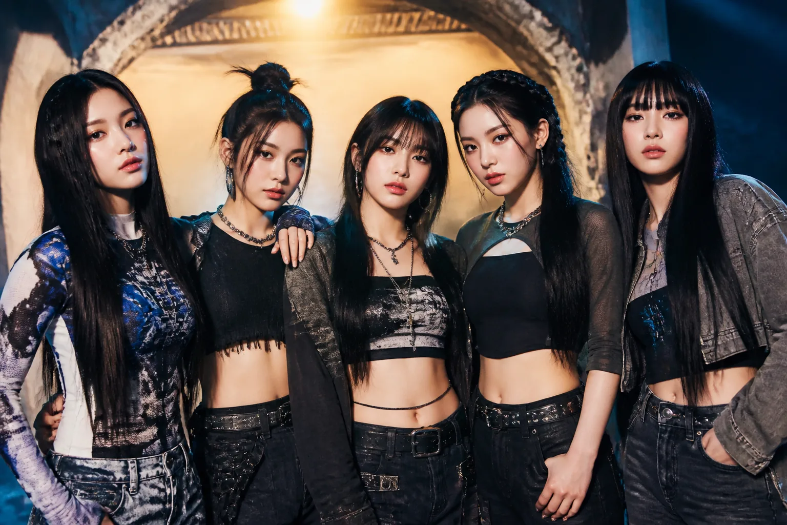 Editorial visual of a K-pop group’s growing catalog of landmark music videos