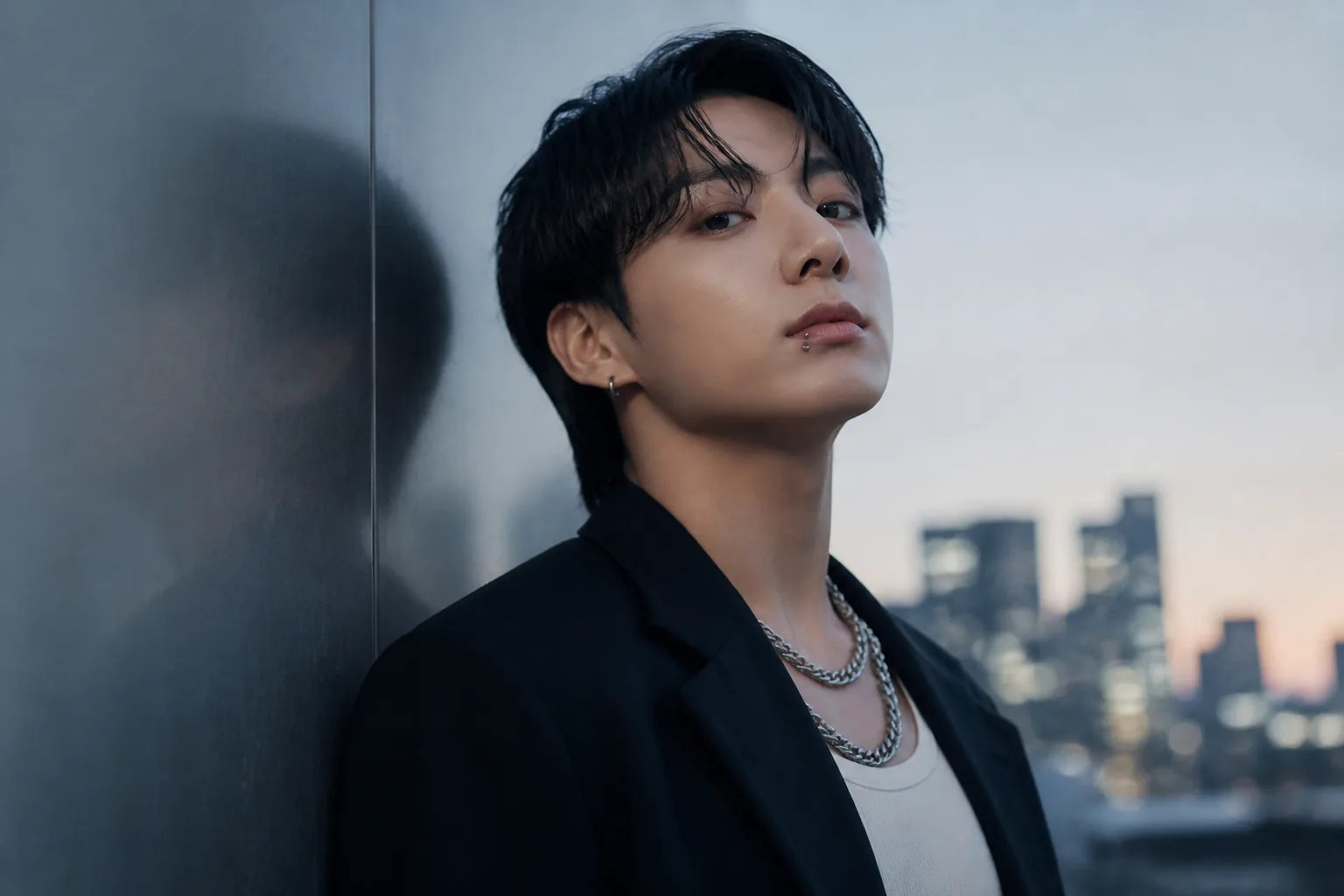 Editorial image of a modern music listening scene representing global streaming growth for Jungkook’s Seven