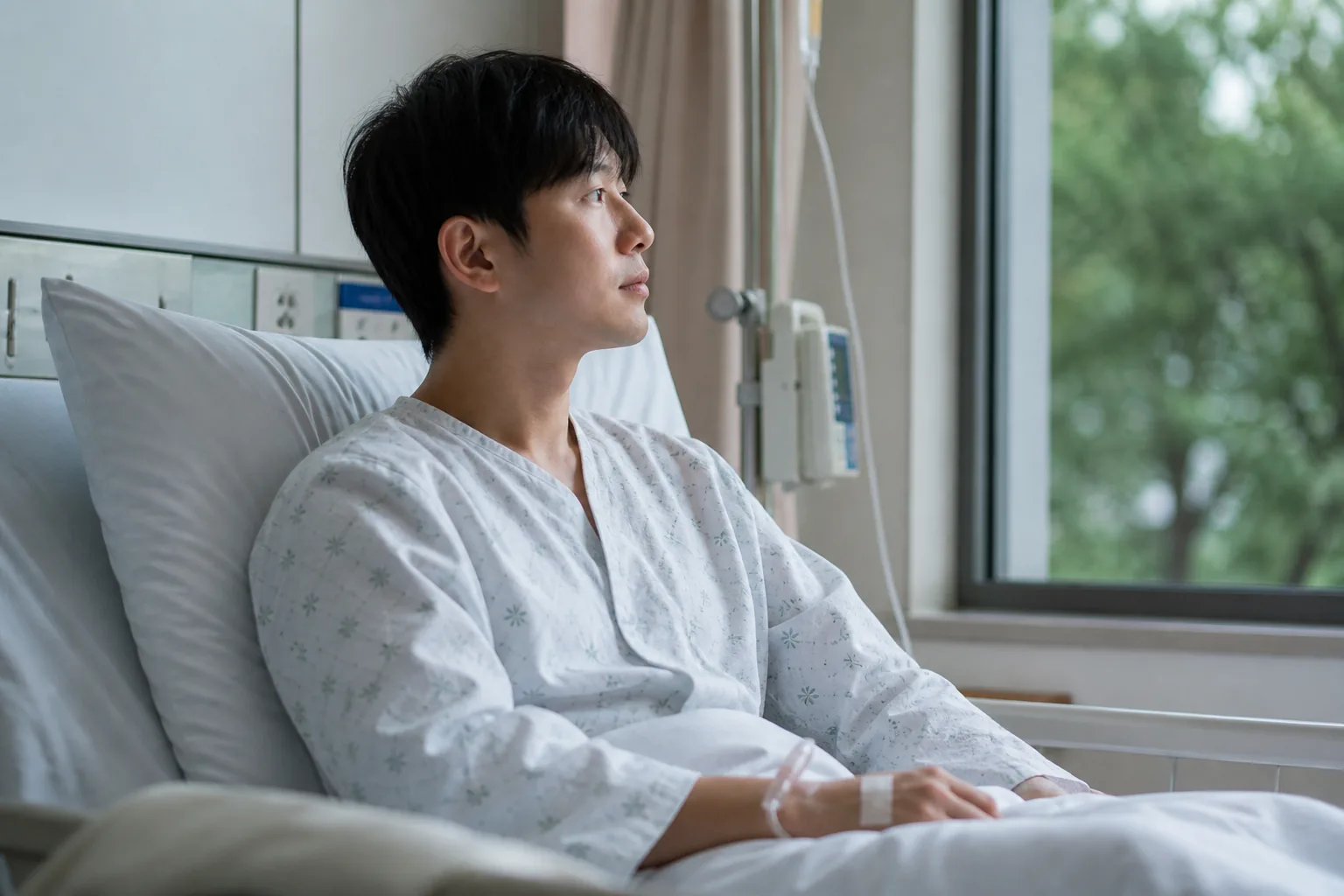 Korean television studio scene representing an actor sharing a personal recovery story
