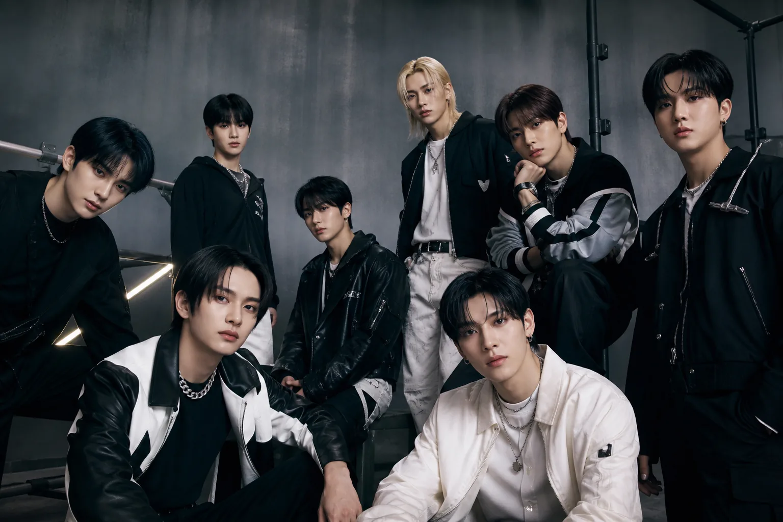 Concert-inspired editorial visual of a K-pop group’s international comeback launch