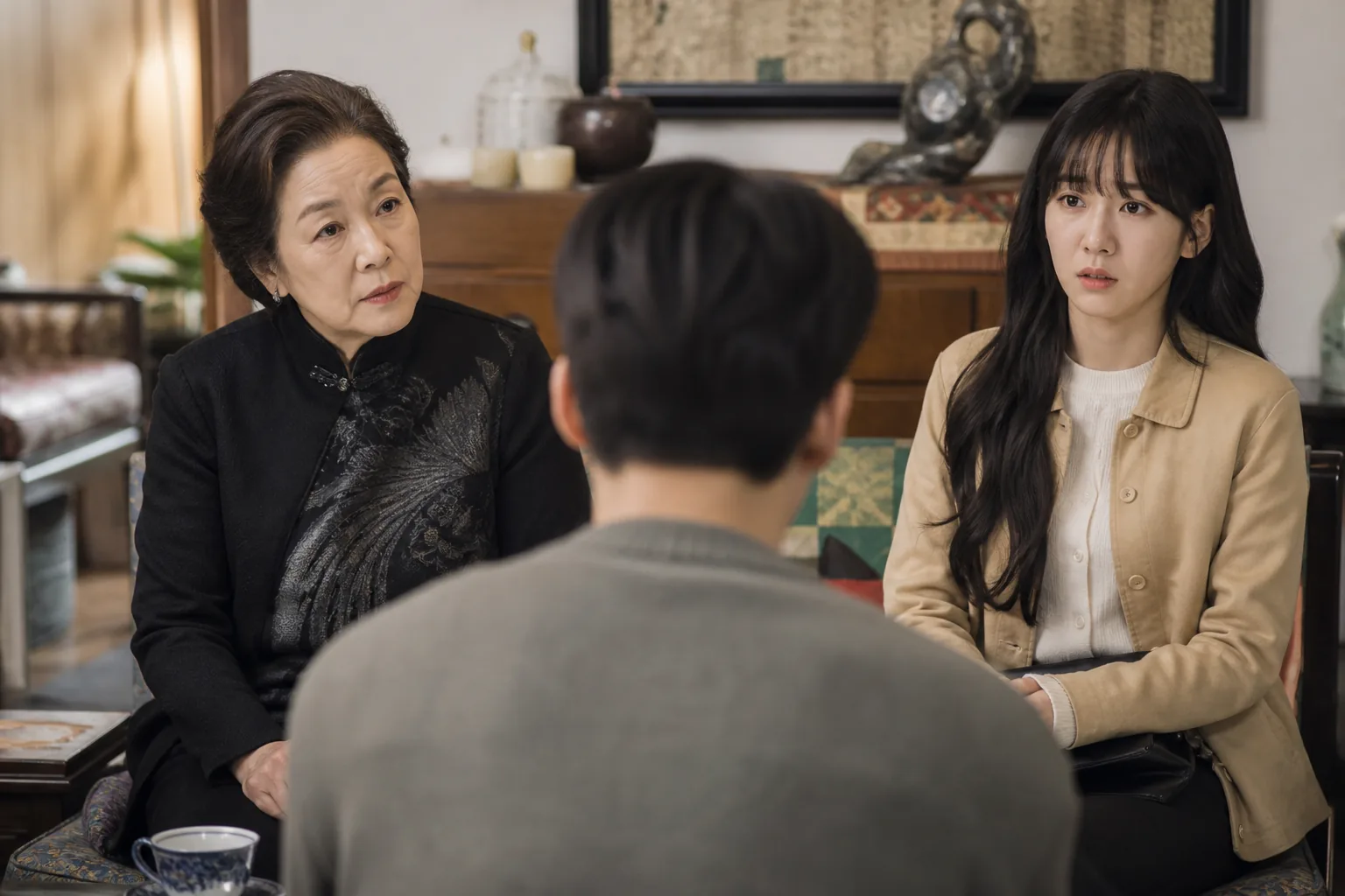 Moody Korean romance drama image showing an unexpected late-night conversation