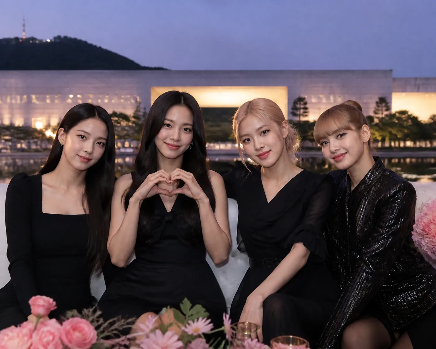 Editorial visual of a Seoul fan gathering marking a K-pop group's milestone anniversary