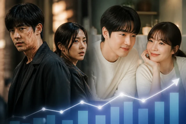 Editorial image representing the rise of Korean television drama ratings