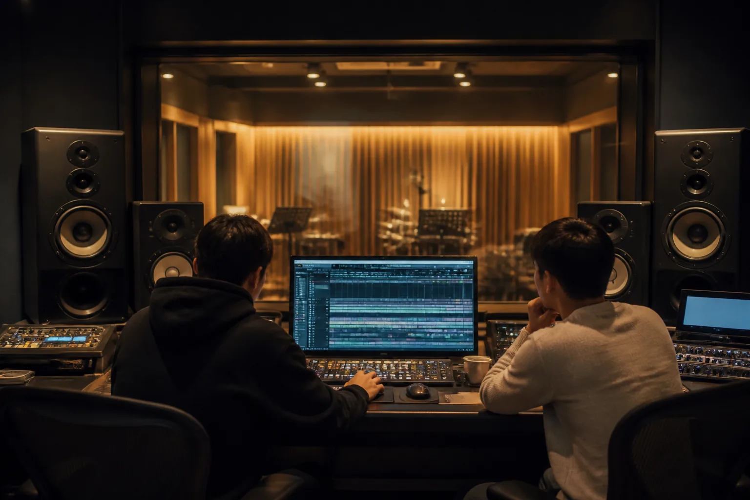 K-pop rehearsal room prepared for a new girl group performance