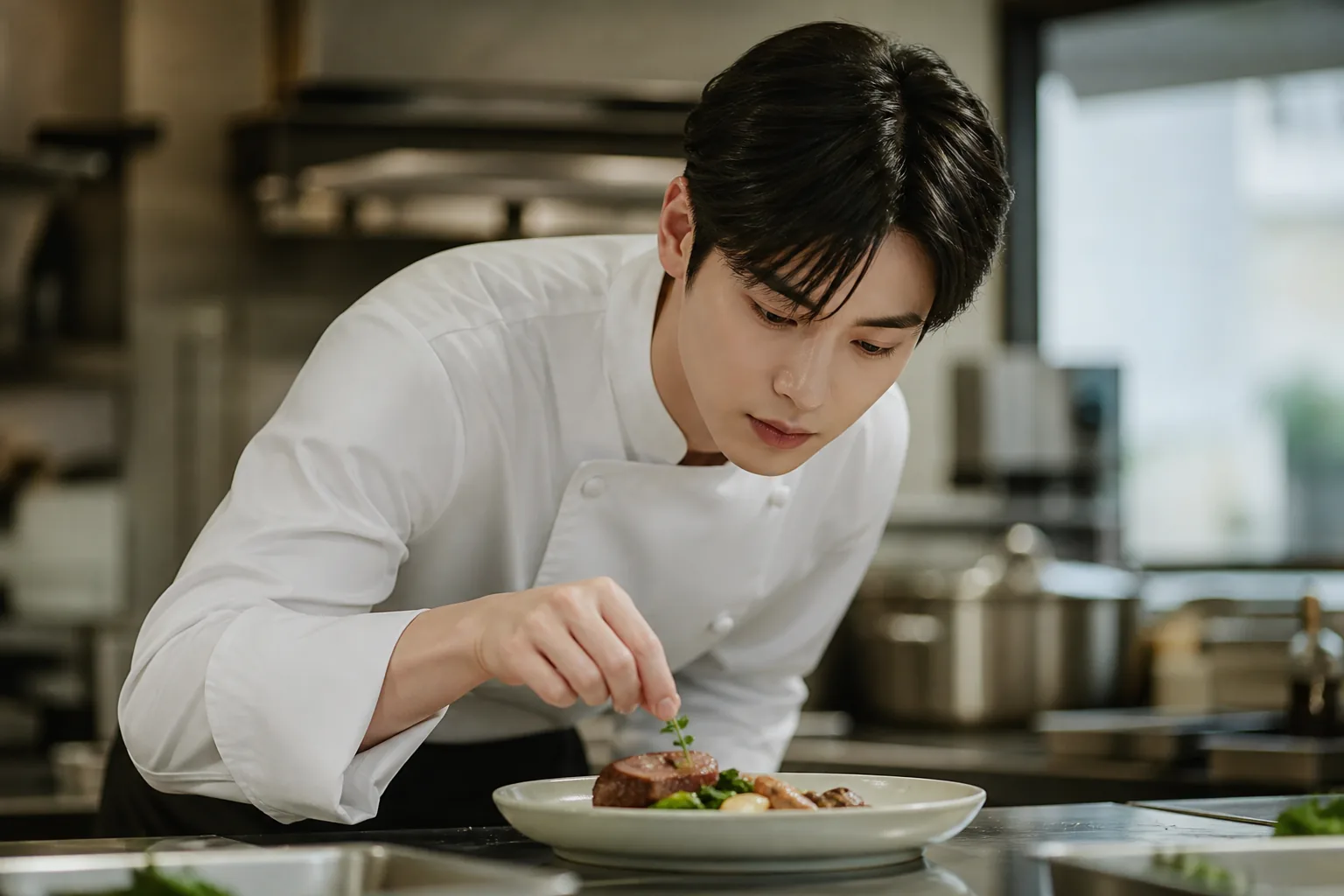 Actor reviewing a drama script before a post-service comeback