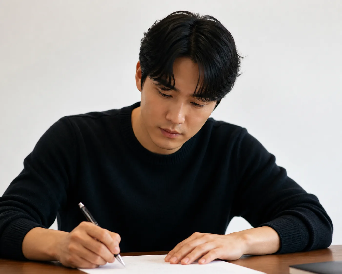Handwritten letter announcing a new chapter in a Korean actor's life