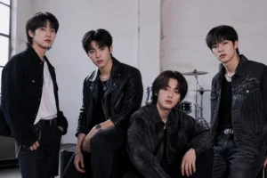 Editorial illustration of a Korean rock band preparing for a September comeback