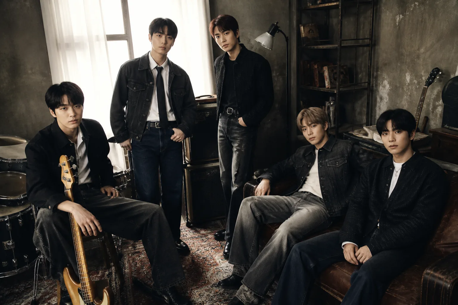 Korean band performing newly previewed songs under concert lights