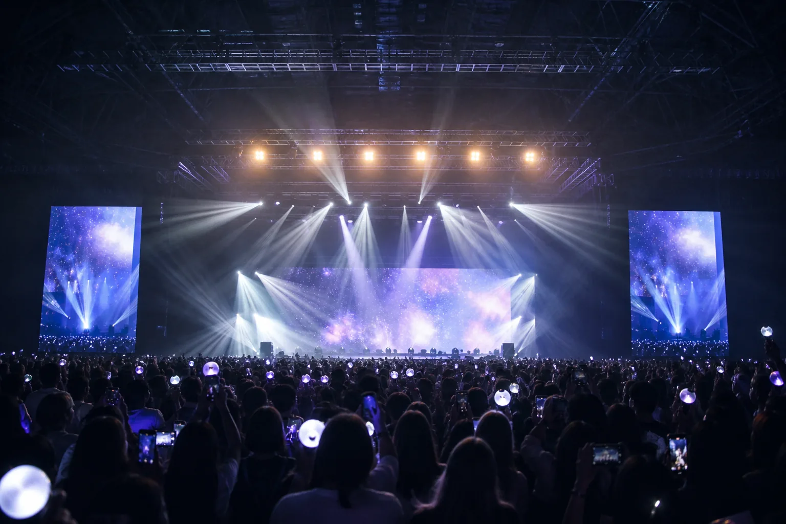Empty festival stage during production checks before an international concert
