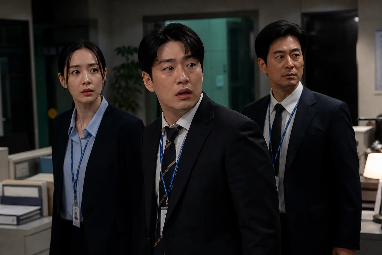 Bank employees arriving at an isolated retreat with a mysterious supernatural atmosphere