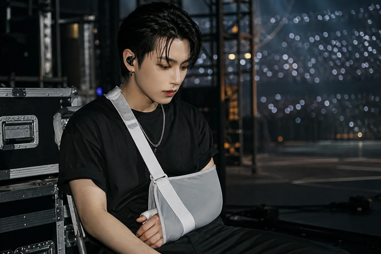 Concert stage rehearsal adjusted around one performer's physical condition