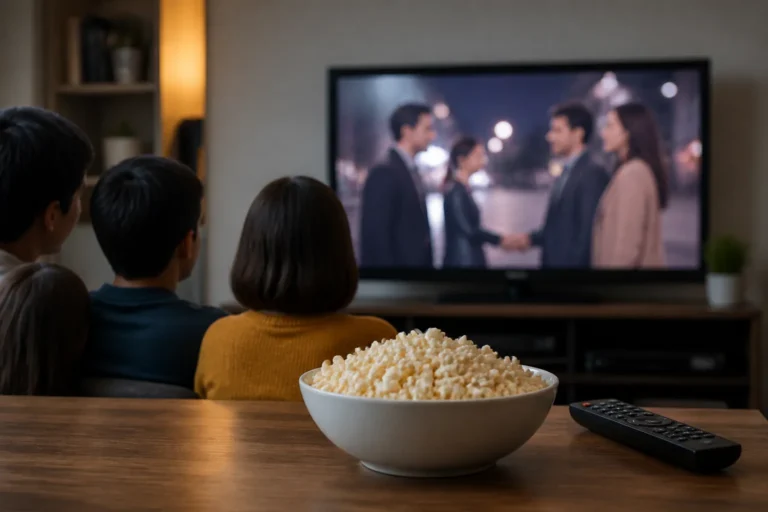 Editorial visualization of Korean television ratings rising across several Sunday drama broadcasts