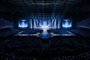 Editorial visualization of a large Incheon concert arena prepared for a three-night K-pop tour finale