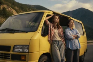 Old yellow van on a mountain road representing The Journey to Gyeongju