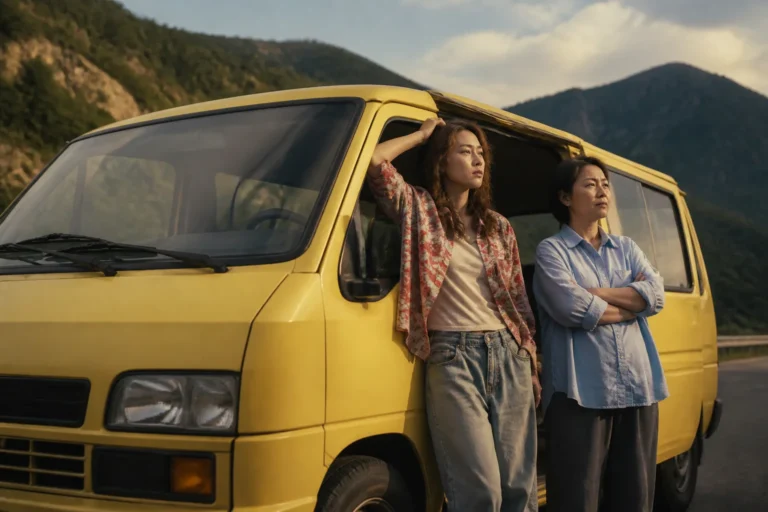Old yellow van on a mountain road representing The Journey to Gyeongju