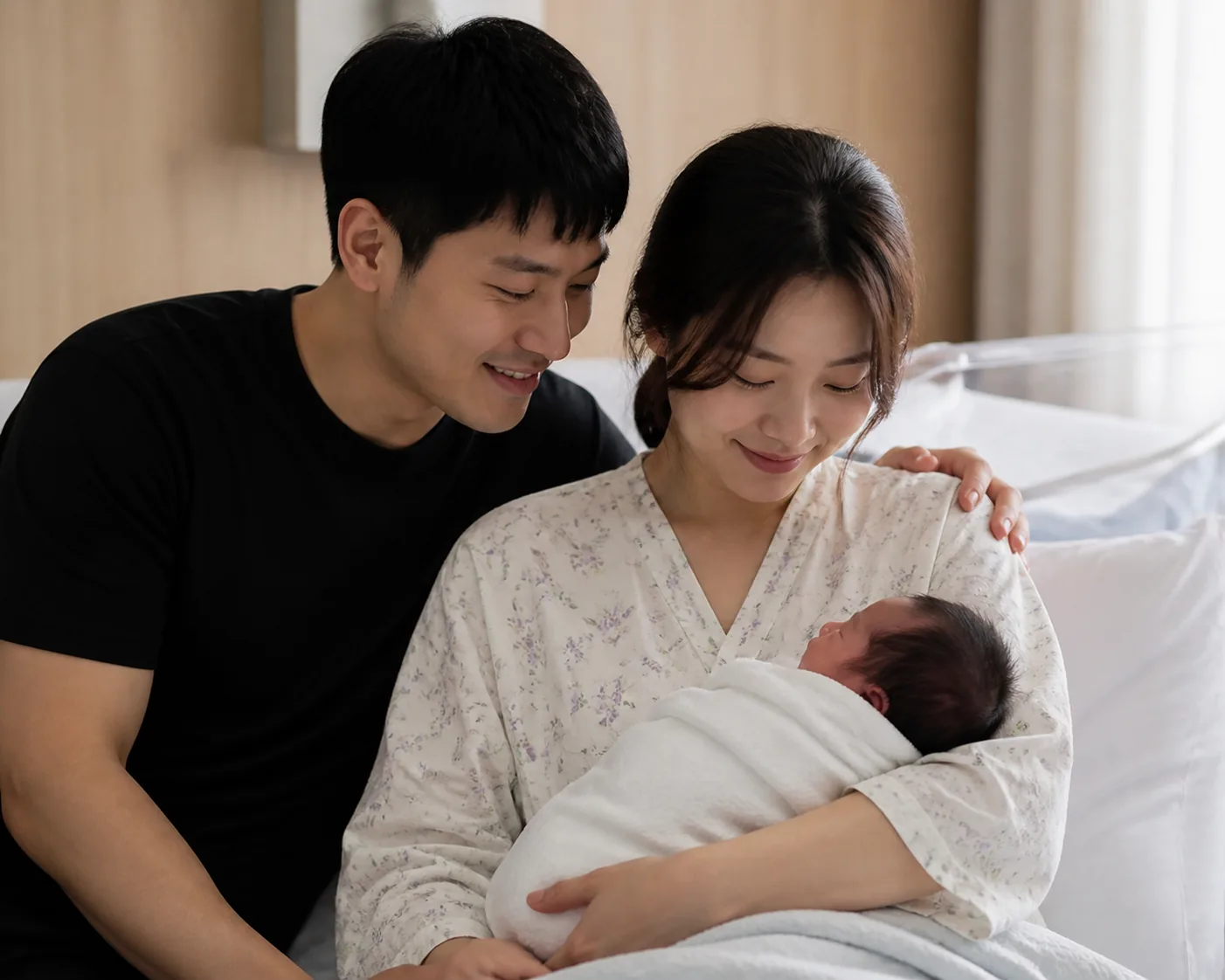 Gentle family welcome scene representing the birth of Park Hae Soo's second son
