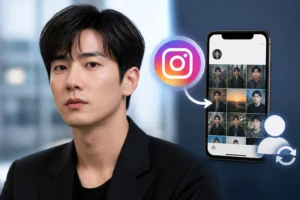 Editorial social media image representing Lee Jun Young's Instagram account renewal