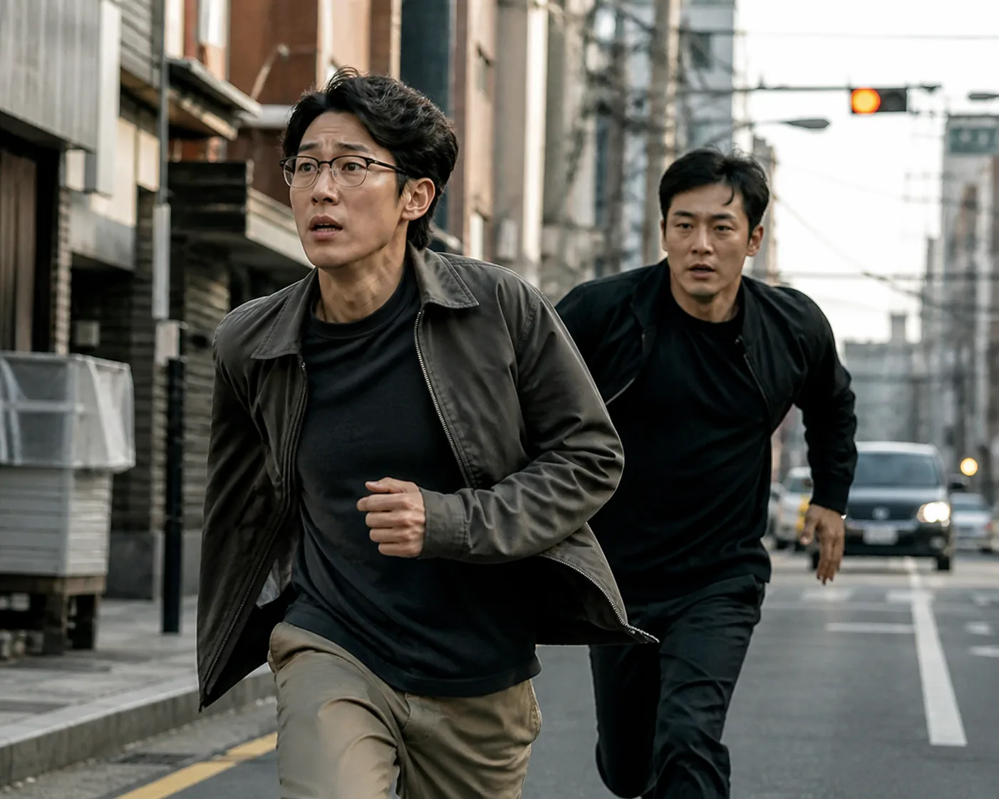 Reawaken Man The Red의 의문의 추격전을 나타내는 긴박한 도심 추격 장면