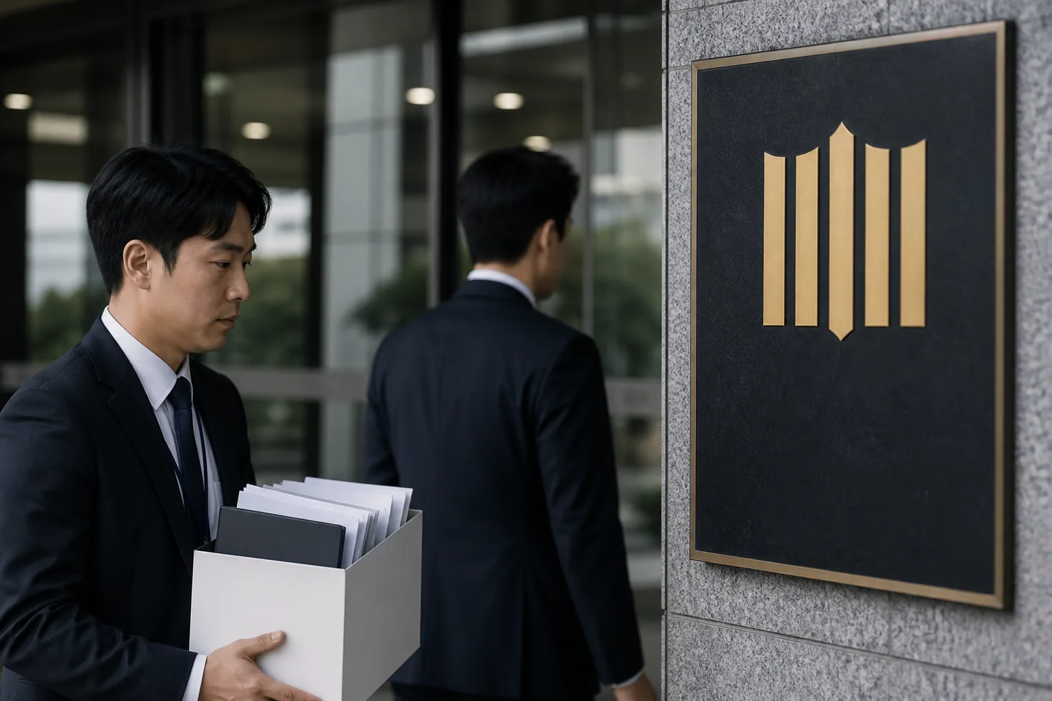 하이브 상장 전 조사 사건을 상징하는 금융 문서와 도심 사무실