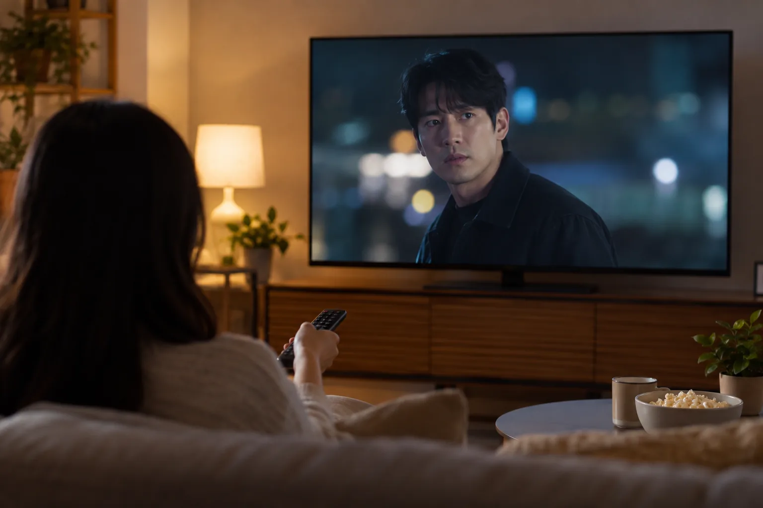 Television audience watching the finale of Korean drama A Bona Fide Killer