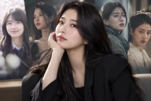 Elegant Korean actress in a versatile editorial portrait setting