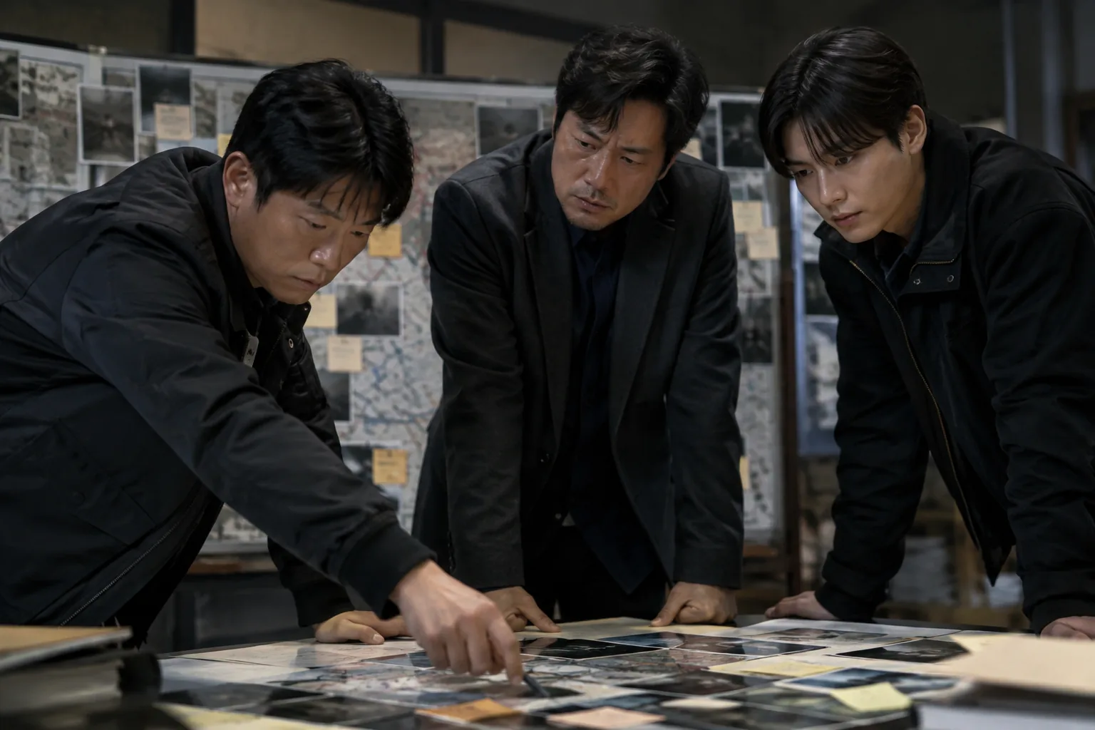 Two journalists following documents and clues while an intelligence agent watches