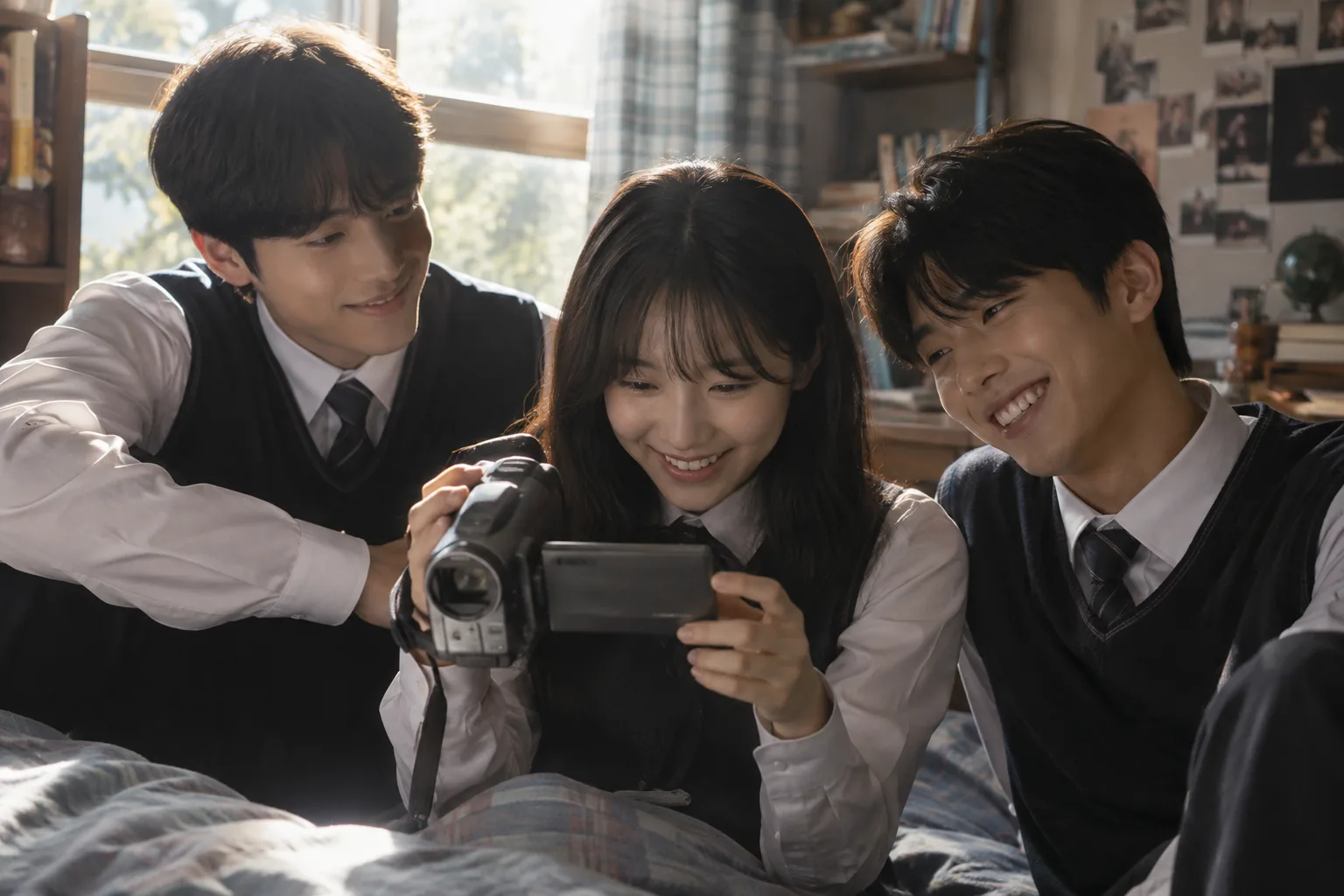 Twin siblings using an old camcorder to travel back to their teenage years