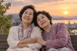 Editorial image representing the lifelong friendship at the center of Still Shining
