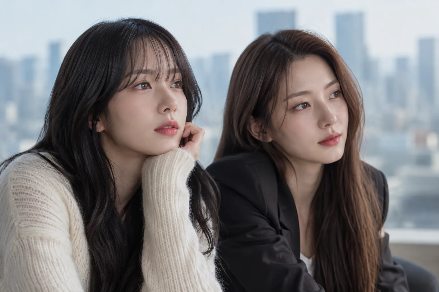 Two performers leaving a rehearsal studio for separate career paths