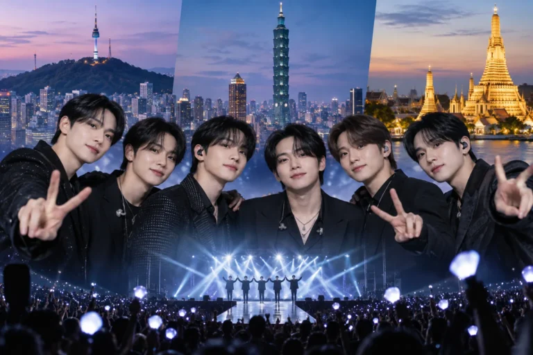 Six-member K-pop group reuniting on a concert stage