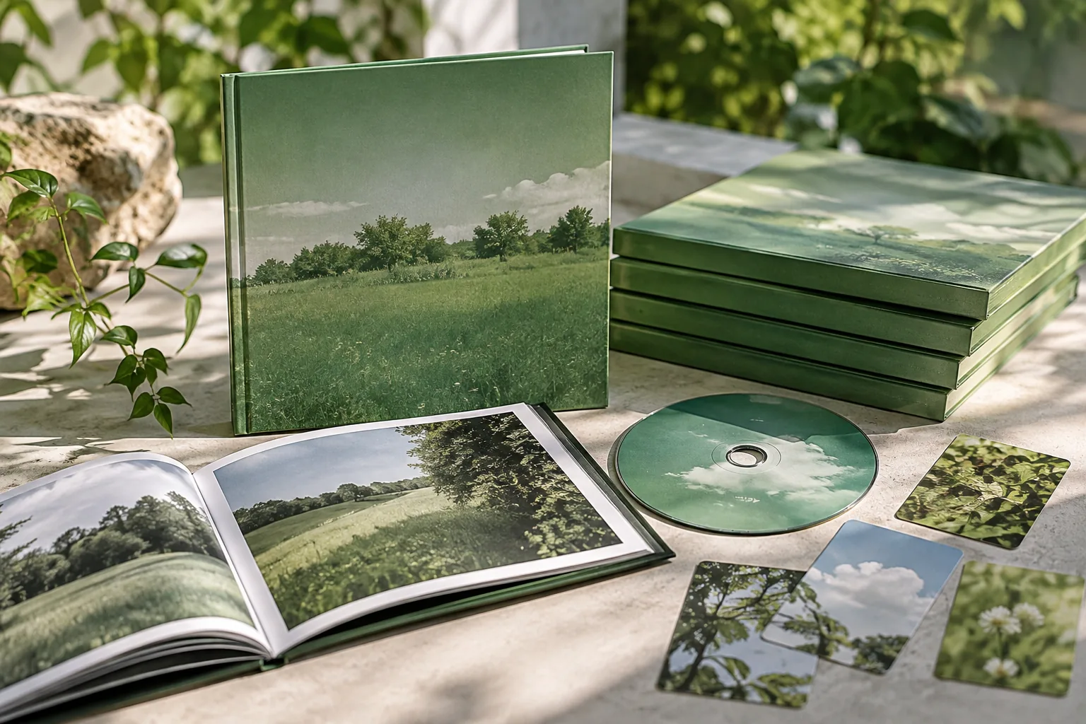 Conceptual stacks of albums illustrating CORTIS reaching 4.1 million sales